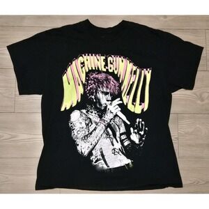 Authentic Machine Gun Kelly MGK Singing Photo T-Shirt Mens XL Black Hip Hop